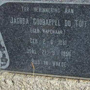 TOIT Jacoba Goudappel, du nee WAPENAAR 1861-1956