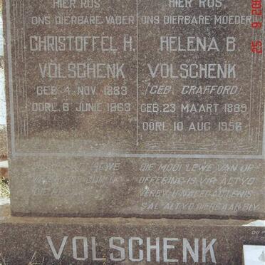 VOLSCHENK Christoffel H. 1883-1963 &amp; Helena B. CRAFFORD 1889-1956