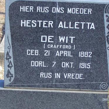 WIT Hester Alletta, de nee CRAFFORD 1882-1915