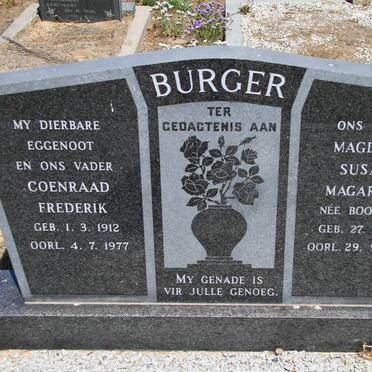 BURGER Coenraad Frederik 1912-1977 &amp; Magdalena Susanna Magaretha BOONZAIER 1919-1998