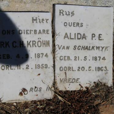 KRÖHN Dirk C.H. 1874-1959 &amp; Alida P.E. VAN SCHALKWYK 1874-1963