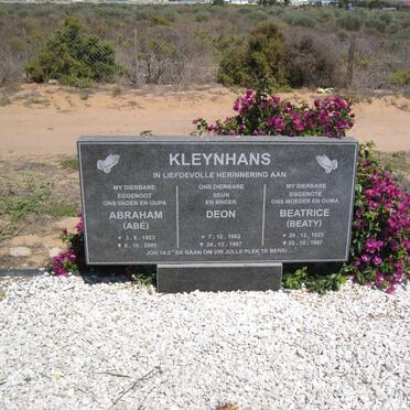 KLEYNHANS Abraham 1923-2001 &amp; Beatrice 1923-1997 :: KLEYNHANS Deon 1962-1997