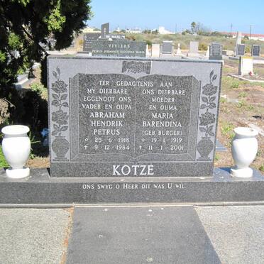 KOTZÉ Abraham Hendrik Petrus 1918-1984 &amp; Maria Barendina BURGER 1919-2001