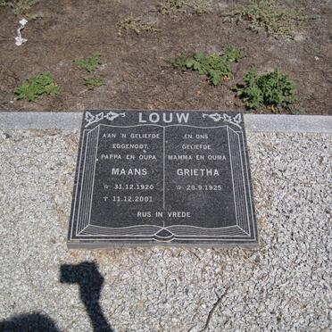 LOUW Maans 1920-2001 &amp; Grieta 1925-