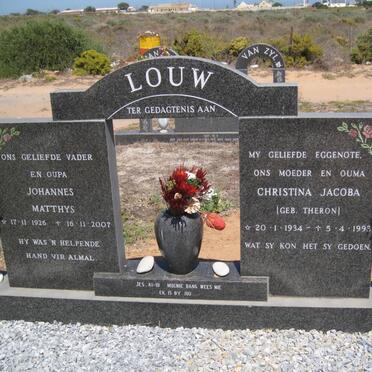 LOUW Johannes Matthys 1926-2007 &amp; Christina Jacoba THERON 1934-1993