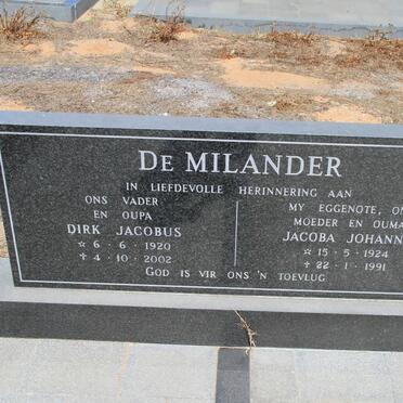 MILANDER Dirk Jacobus, de 1920-2002 &amp; Jacoba Johanna 1924-1991