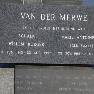 MERWE Schalk Willem Burger, van der 1915-1997 &amp; Marie Antoinette SWART 1915-1988