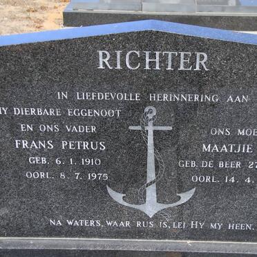 RICHTER Frans Petrus 1910-1975 &amp; Maatjie J.H. DE BEER 1912-1979