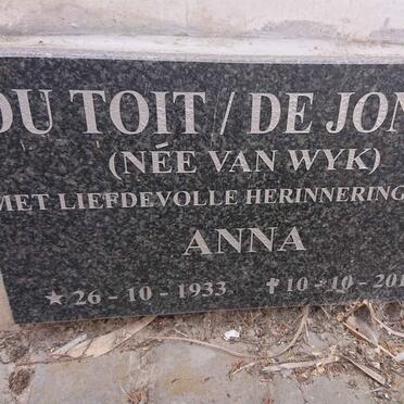 JONGH Anna, de ook DU TOIT nee VAN WYK 1933-2013