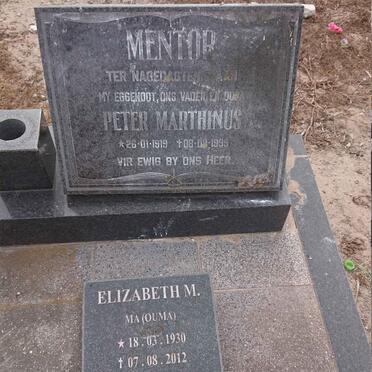 MENTOR Peter Marthinus 1919-1999 & Elizabeth M. 1930-2012