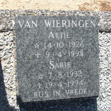 WIERINGEN Attie, van 1926-1993 &amp; Sarie 1932-1994