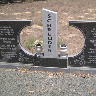 SCHREUDER Johannes Hendrik Matthys 1929-2006 &amp; Myrtle Adelaide WELMAN 1931-