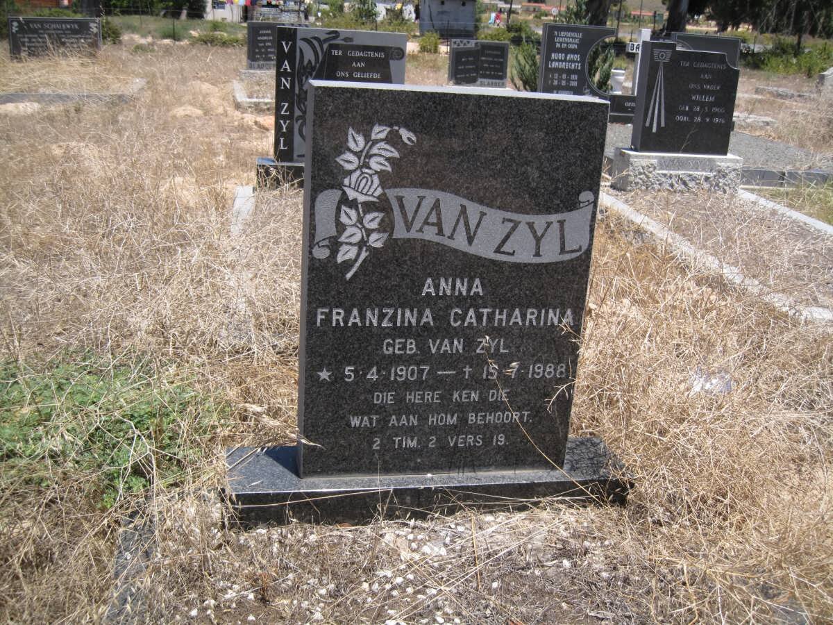 ZYL Anna Franzina Catharina, van nee VAN ZYL 1907-1988