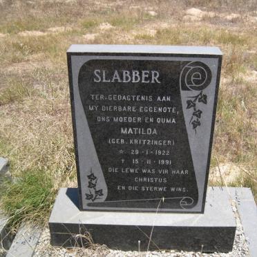 SLABBER Matilda nee KRITZINGER 1922-1991