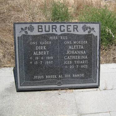 BURGER Dirk Albert 1919-1987 &amp; Aletta Johanna Catherina THIART 1923-