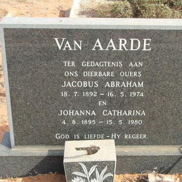 AARDE Jacobus Abraham, van 1892-1974 &amp; Johanna Catharina 1895-1980