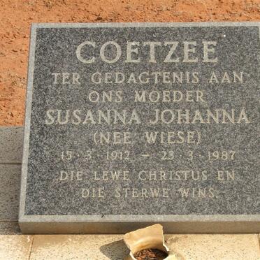 COETZEE Susanna Johanna nee WIESE 1912-1987