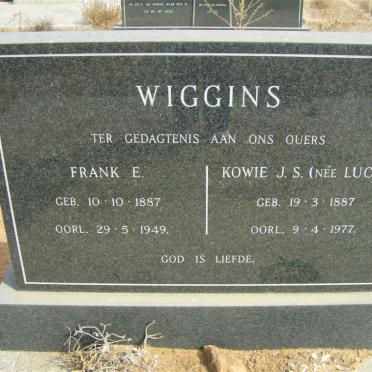 WIGGINS Frank E. 1887-1949 &amp; Kowie J.S. LUCAS 1887-1977