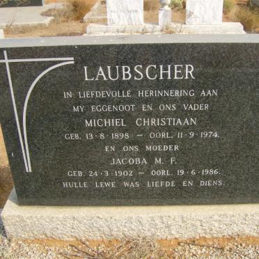 LAUBSCHER Michiel Christiaan 1898-1974 &amp; Jacoba M.F 1902-1986.  