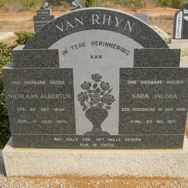 RHYN Nicolaas Albertus, van 1896-1970 &amp; Sara Jacoba ROSSOUW 1896-1971 