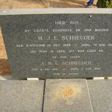 SCHREUDER A.N.E. 1916-1986 &amp; M.J.E. LATEGAN 1929-1967