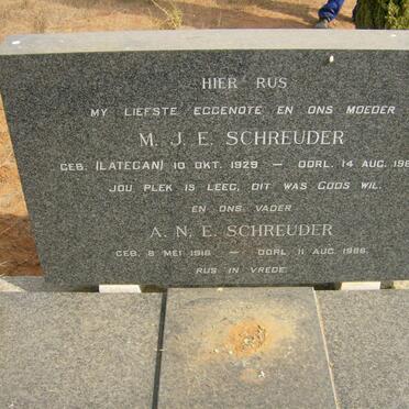SCHREUDER A.N.E. 1916-1986 &amp; M.J.E. LATEGAN 1929-1967
