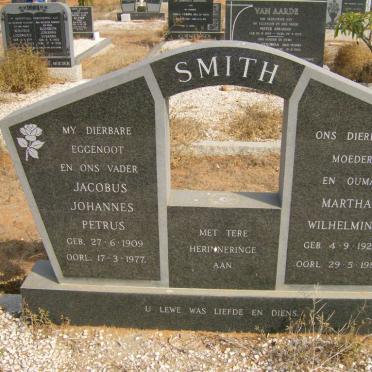 SMITH Jacobus Johannes Petrus 1909-1977 &amp; Martha Wilhelmina 1920-1988