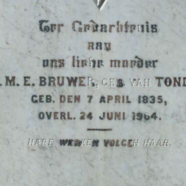 BRUWER A.M.E. nee VAN TONDER 1835-1904
