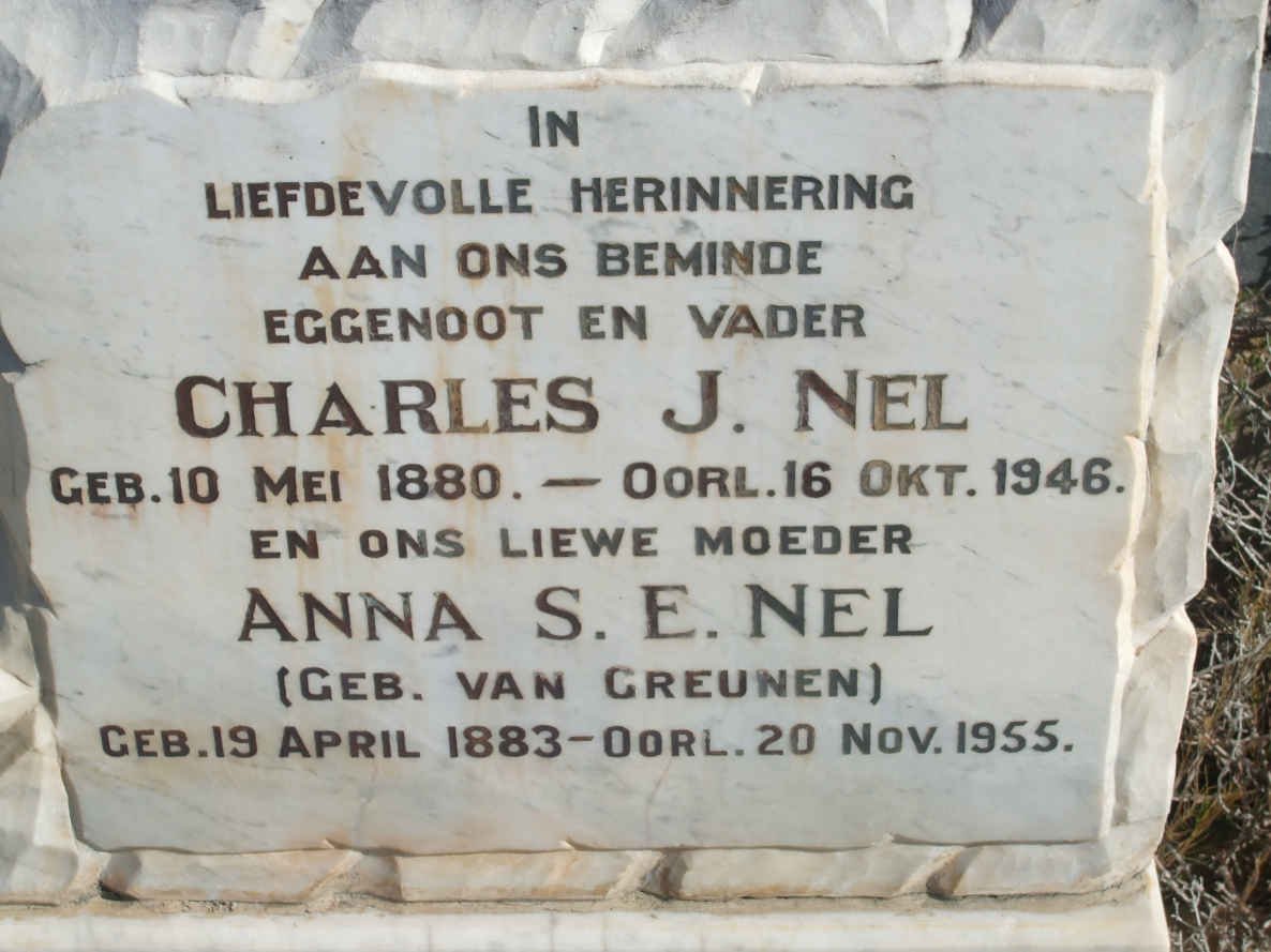 NEL Charles J. 1880-1946 &amp; Anna S.E. VAN GREUNEN 1883-1955