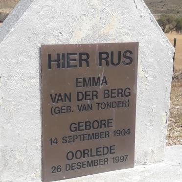 BERG Emma, van der nee VAN TONDER 1904-1997