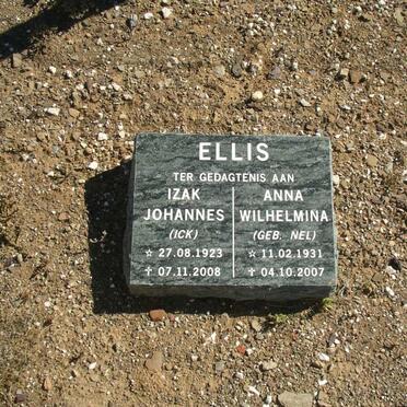 ELLIS Izak Johannes 1923-2008 &amp; Anna Wilhelmina NEL 1931-2007