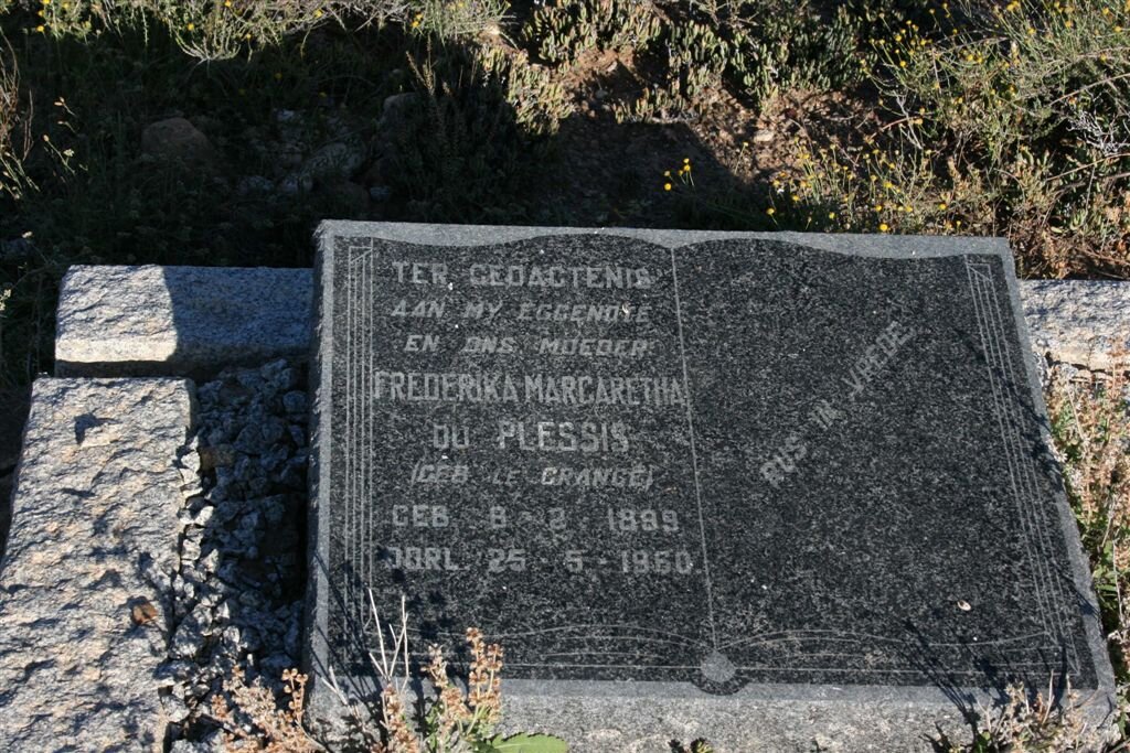 PLESSIS Frederika Margaretha, du nee LE GRANGE 1899-1960