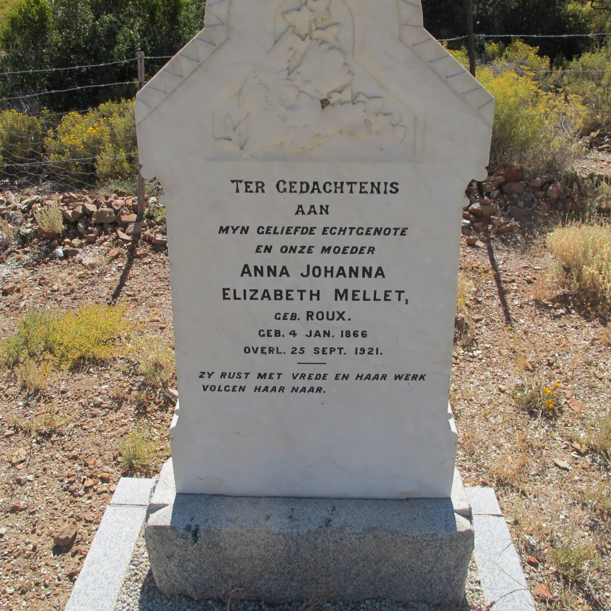 MELLET Anna Johanna Elizabeth nee ROUX 1866-1921