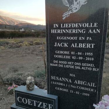 COETZEE Jack Albert 1955-2010 &amp; Susanna Abigail CORDIER 1959-