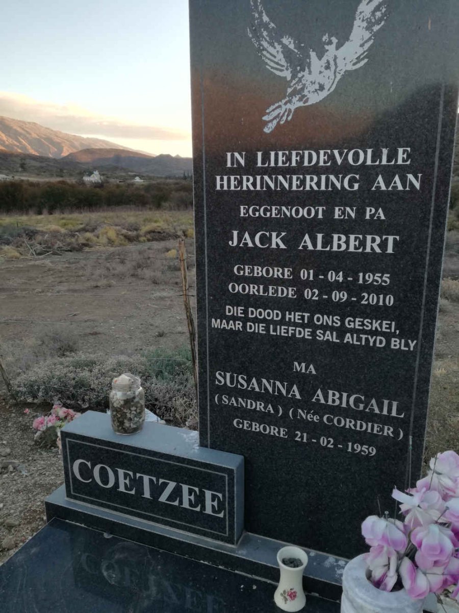 COETZEE Jack Albert 1955-2010 &amp; Susanna Abigail CORDIER 1959-