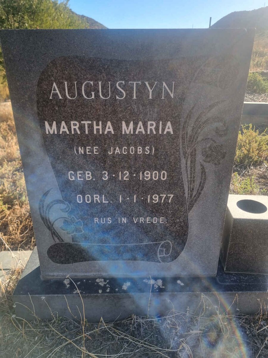 AUGUSTYN Martha Maria nee JACOBS 1900-1977