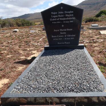 BUIST-HAYLETT John Douglas Logan 1914-2005 :: KORTE Joyce Muriel Buist nee CREWS / D'OLIVEIRA 1919-2013