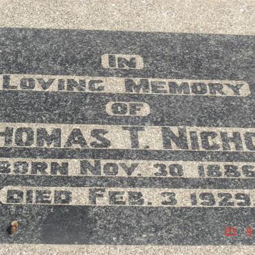 NICHOL Thomas T. 1886-1929