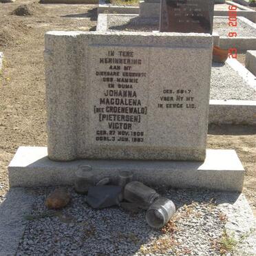 VICTOR Johanna Magdalena formerly GROENEWALD nee PIETERSEN 1908-1983