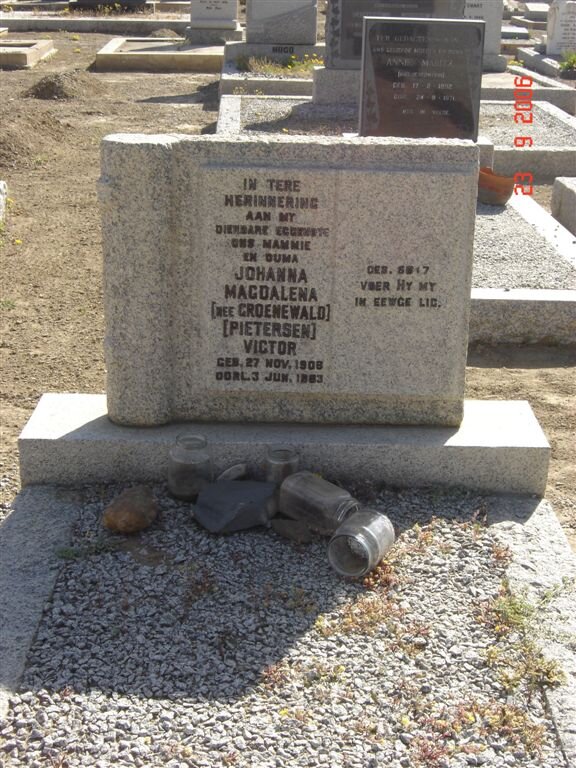 VICTOR Johanna Magdalena formerly GROENEWALD nee PIETERSEN 1908-1983