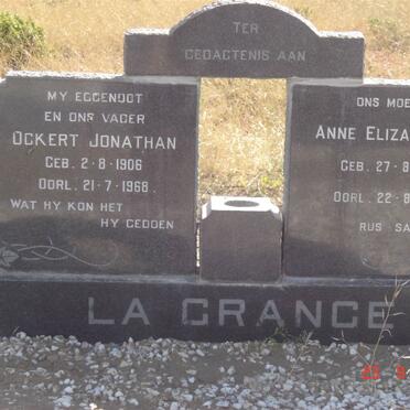 GRANGE Ockert Jonathan, la 1906-1968 &amp; Anne Elizabeth B. 1917-1982