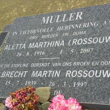 MULLER Aletta Marthina nee ROSSOUW 1916-2007 :: MULLER Albrecht Martin Rossouw 1939-1997
