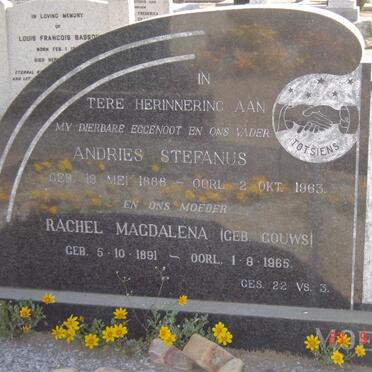 ROES Andries Stefanus, le 1888-1963 &amp; Rachel Magdalena GOUWS 1891-1965