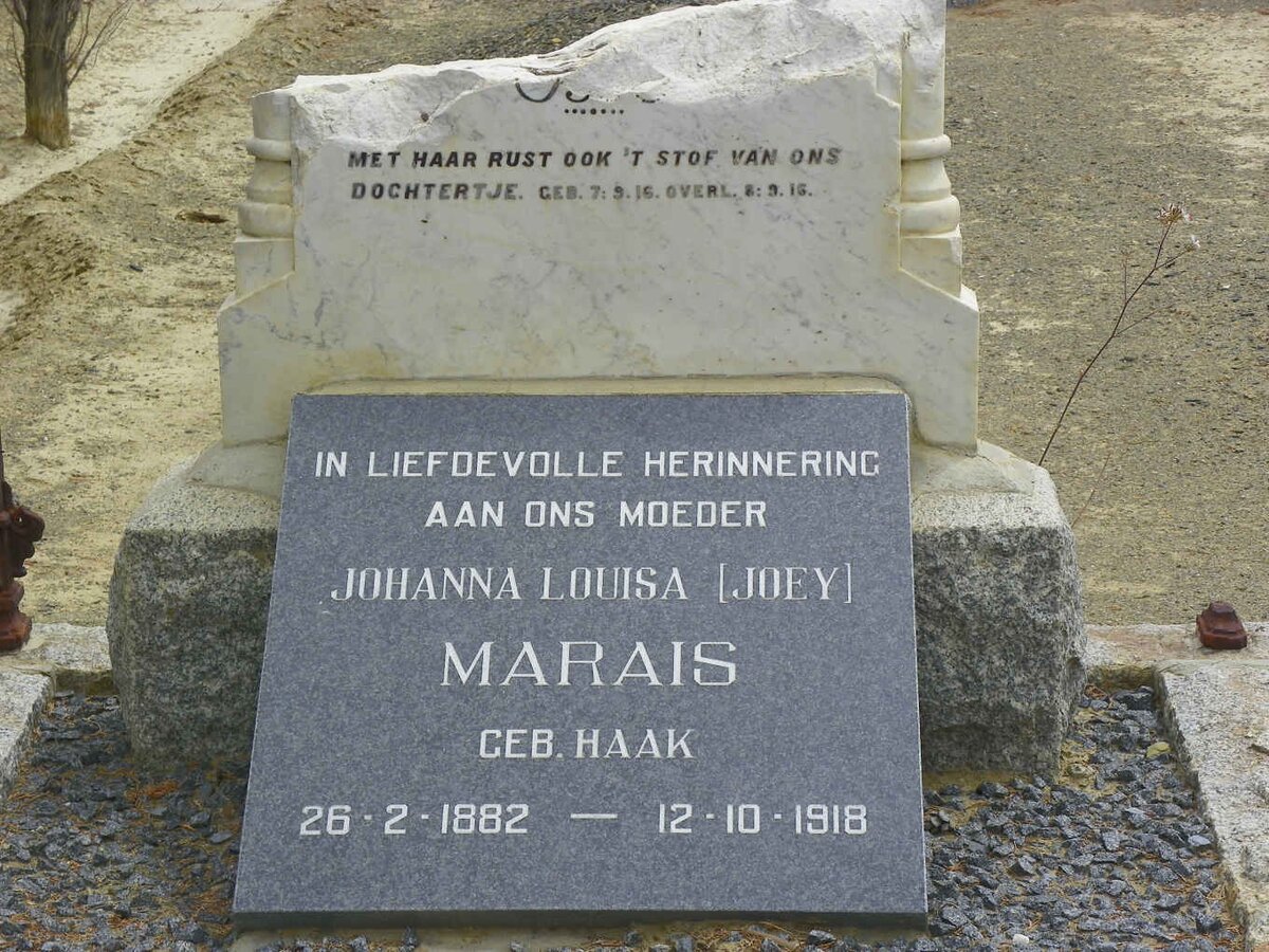 MARAIS Johanna Louisa nee HAAK 1882-1918
