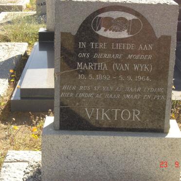VIKTOR Martha nee VAN WYK 1892-1964