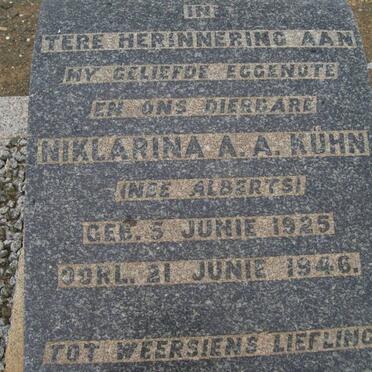 KUHN Niklarina A.A. nee ALBERTS 1925-1946