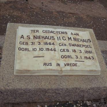 NIEHAUS A.S. 1864-1946 &amp; H.C.M. SWANEPOEL 1861-1943