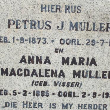 MULLER Petrus J. 1873-1854 &amp; Anna Maria Magdalena VISSER 1885-1958