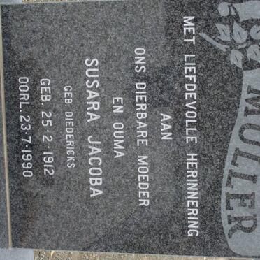 MULLER Susara Jacoba nee DIEDERICKS 1912-1990