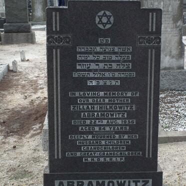 ABRAMOWITZ Zillah nee HILKOWITZ -1956